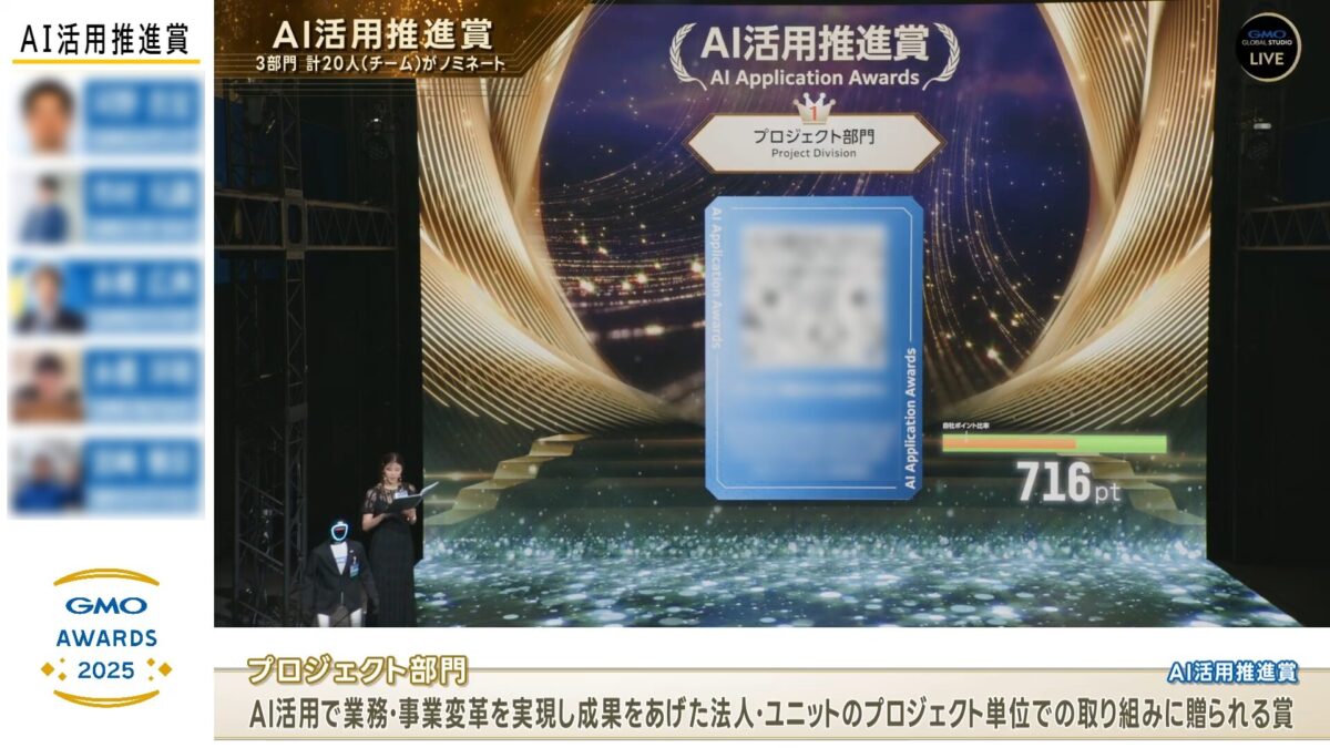 GMOグローバルスタジオで開催した「GMO AWARDS 2025」L字テロップを活用して情報を補足